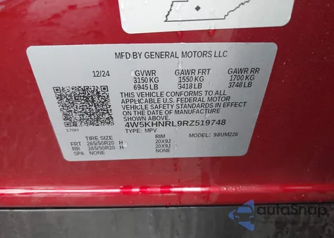 2024 Acura Zdx A-Spec z USA, uszkodzony, nr VIN 4W5KHNRL9RZ519748